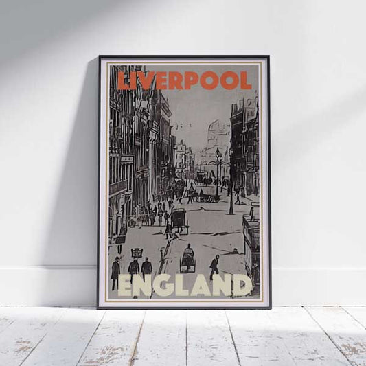 Affiche de Liverpool Rue | Affiche de voyage vintage de l'Angleterre