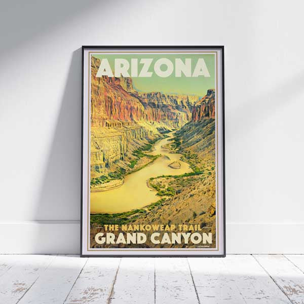 Nankoweap Trail Grand Canyon poster capturing the vibrant hues and rugged terrain of Arizona's iconic landscape by Alecse
