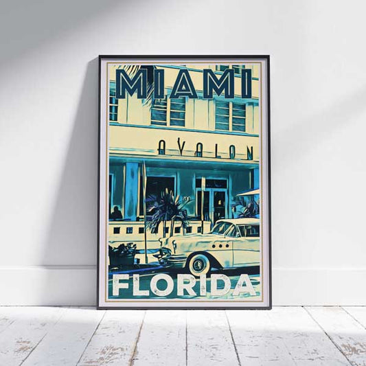 Affiche Miami Bleu Avalon | Impression murale de la galerie de Miami de la Floride