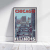 Chicago poster Bridges | Chicago Vintage Travel Poster by Alecse™