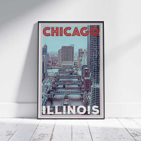 Chicago poster Bridges | Chicago Vintage Travel Poster by Alecse™