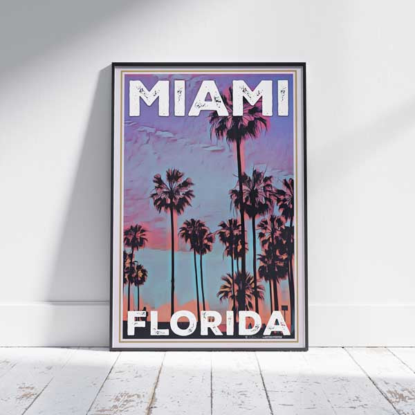 Miami Poster Palm Trees | Florida Travel Poster | Miami Retro Poster by Alecse