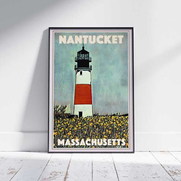 NANTUCKET poster LIGHTHOUSE | Massachusetts Classic Print by Alecse