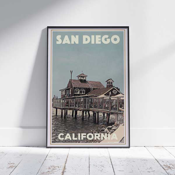 San Diego poster Pier Cafe | California Classic Print of San Diego by Alecse