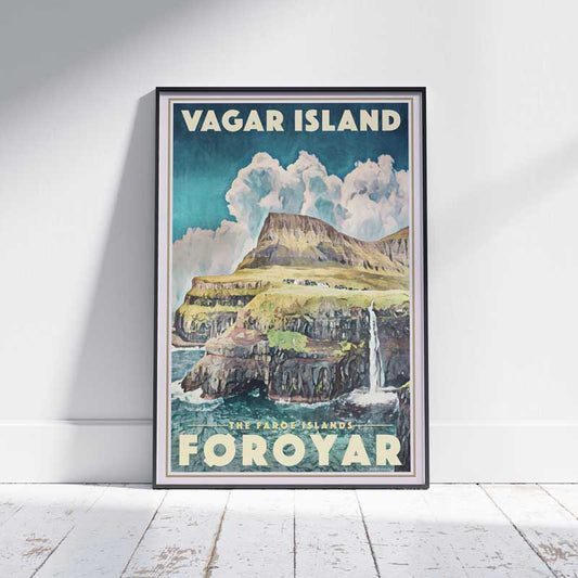 Affiche de l'île de Vagar Îles Féroé | Danemark Affiche de voyage des îles Féroé