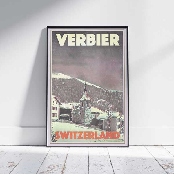Verbier poster The Church | Switzerland Gallery Wall Print by Alecse