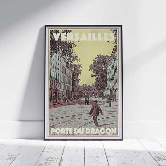 Affiche rétro de Versailles Dragon's Door par Alecse représentant le monument historique de la ville française