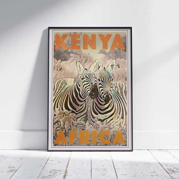 Impression de zèbres | Affiche de voyage au Kenya par Alecse | Décoration Safari Kenya
