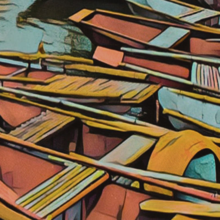 Details of the poster / Close-up view | Please note that all our Art Prints have an half tone render to mimic the old posters printing process where colors were rendered by the juxtaposition of dots of different colors and sizes | Those art prints are not photos and are not supposed to be crisp | All blurs and vintage effects are intended by the artist