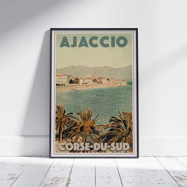 AFFICHE AJACCIO CORSE-DU-SUD | Édition Limitée | Conception originale par Alecse™ | Série d'affiches de voyage vintage