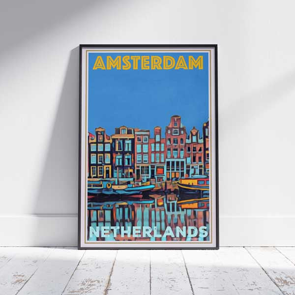 Framed AMSTERDAM 1 NETHERLANDS POSTER | Limited Edition | Original Design by Alecse™ | Vintage Travel Poster Series
