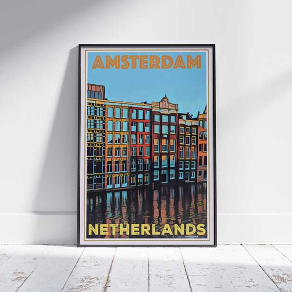 Framed AMSTERDAM 4 NETHERLANDS POSTER | Limited Edition | Original Design by Alecse™ | Vintage Travel Poster Series