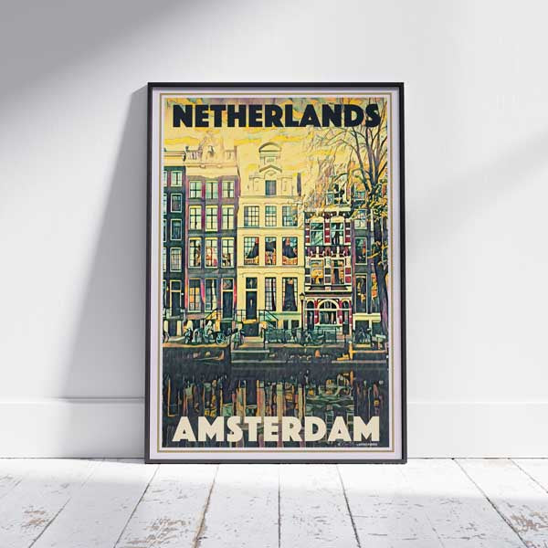Framed AMSTERDAM 5 NETHERLANDS POSTER | Limited Edition | Original Design by Alecse™ | Vintage Travel Poster Series