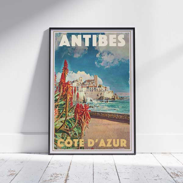 Framed ANTIBES COTE D'AZUR POSTER | Limited Edition | Original Design by Alecse™ | Vintage Travel Poster Series