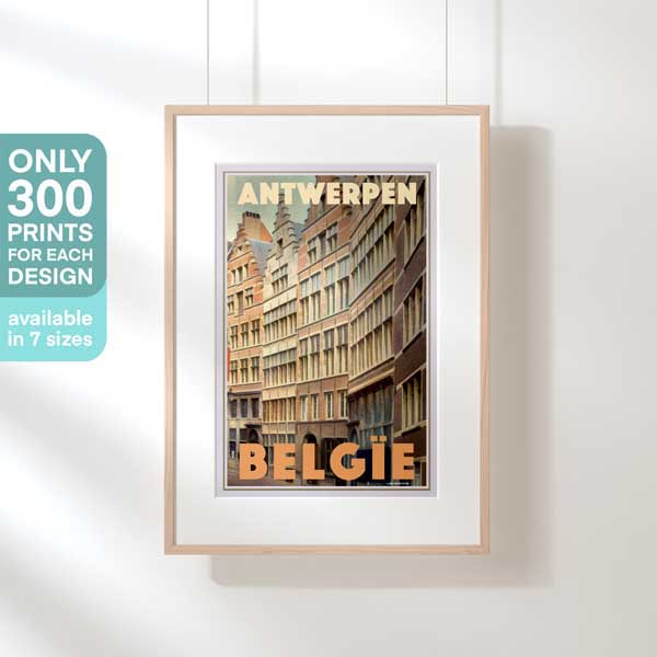 Affiche Anvers d'Alecse sous cadre suspendu, série limitée à 300 exemplaires