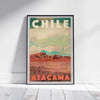 AFFICHE ATACAMA CHILI encadrée | Édition Limitée | Conception originale par Alecse™ | Série d'affiches de voyage vintage