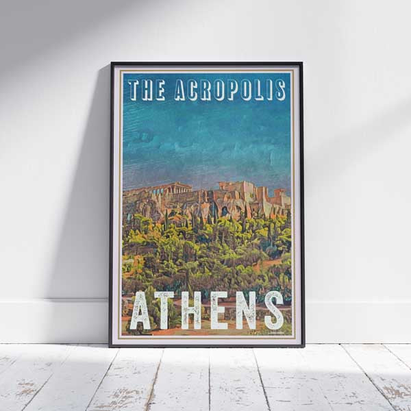 Framed ACROPOLIS ATHENS POSTER | Limited Edition | Original Design by Alecse™ | Vintage Travel Poster Series