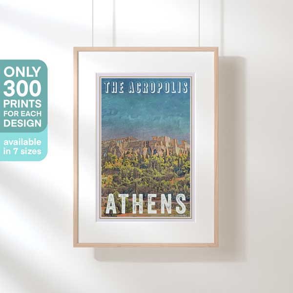 AFFICHE ACROPOLE ATHÈNES | Édition Limitée | Conception originale par Alecse™ | Série d'affiches de voyage vintage