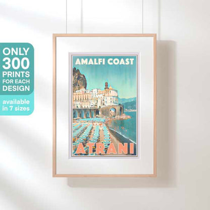 Limited Edition Amalfi Travel Poster of Atrani by Alecse | Original Design by Alecse™ | Italy Vintage Travel Poster Series