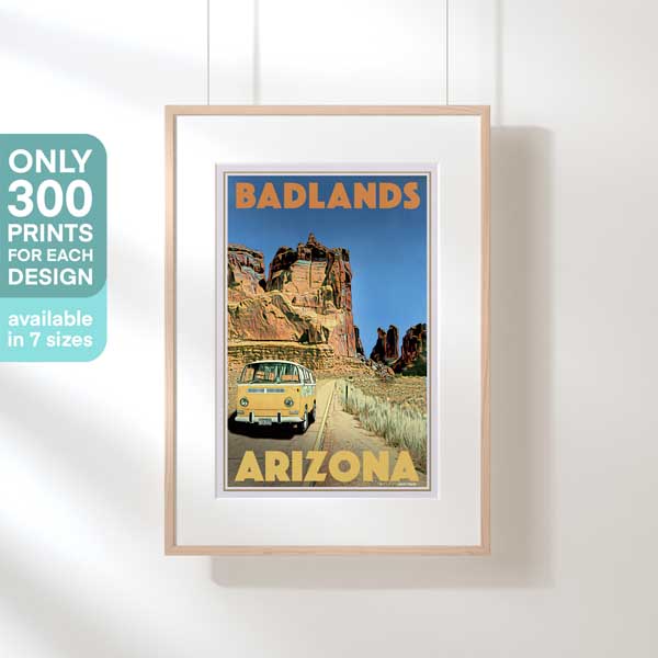 Limited Edition Arizona Poster Badlands Combi | Classic VW Camping Combi Print