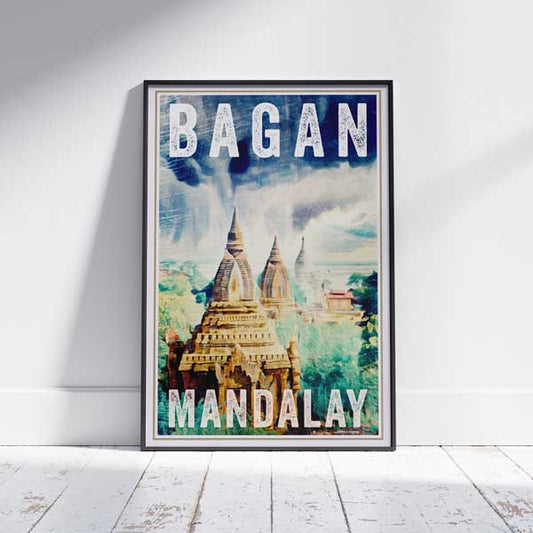 AFFICHE BAGAN MYANMAR BIRMANIE encadrée | Édition Limitée | Conception originale par Alecse™ | Série d'affiches de voyage vintage