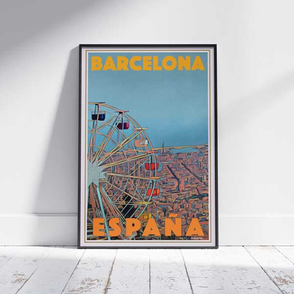 Framed BARCELONA BIG WHEEL 2 POSTER | Limited Edition | Original Design by Alecse™ | Vintage Travel Poster Series