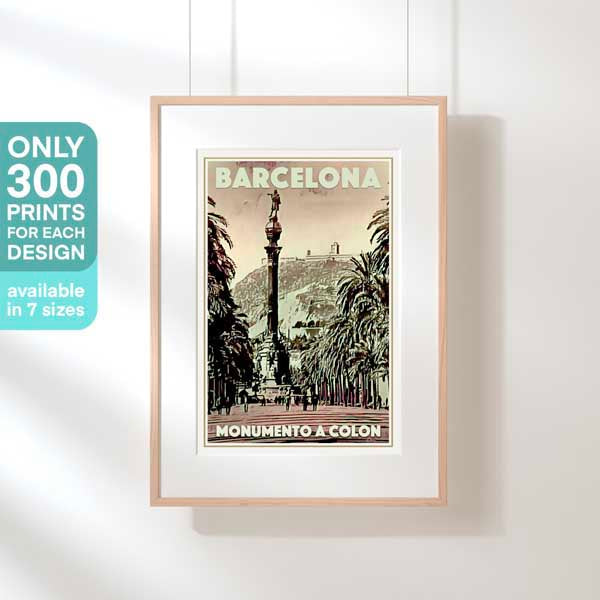 BARCELONA MONUMENTO A COLON AFFICHE | Édition Limitée | Conception originale par Alecse™ | Série d'affiches de voyage vintage