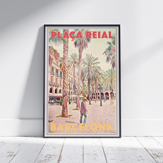 Affiche de voyage Barcelone Espagne | Plaça Reial par Alecse