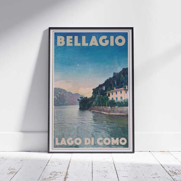 Framed BELLAGIO LAKE COMO POSTER | Limited Edition | Original Design by Alecse™ | Vintage Travel Poster Series