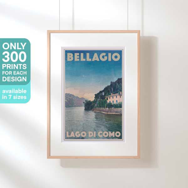 BELLAGIO LAKE COMO POSTER | Limited Edition | Original Design by Alecse™ | Vintage Travel Poster Series
