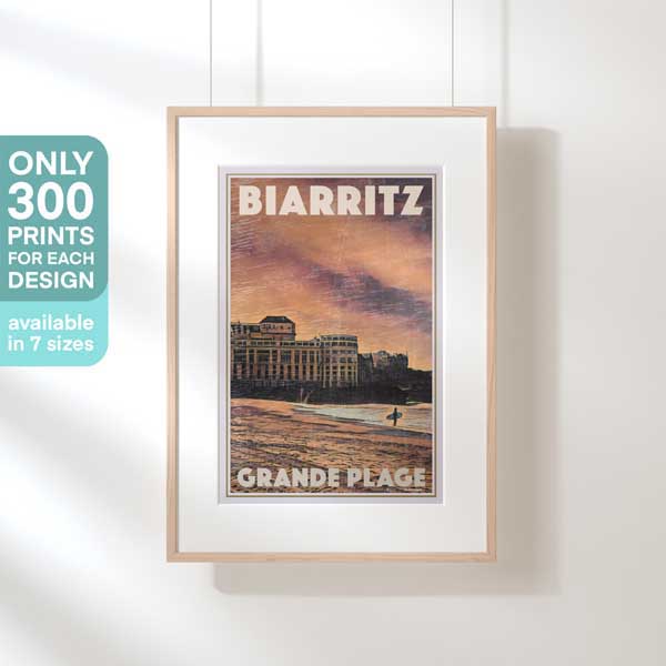 BIARRITZ SUNSET POSTER | Limited Edition | Original Design by Alecse™ | Vintage Travel Poster Series