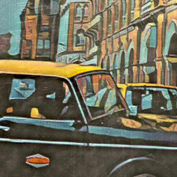 Details of the poster / Close-up view | Please note that all our Art Prints have an half tone render to mimic the old posters printing process where colors were rendered by the juxtaposition of dots of different colors and sizes | Those art prints are not photos and are not supposed to be crisp | All blurs and vintage effects are intended by the artist