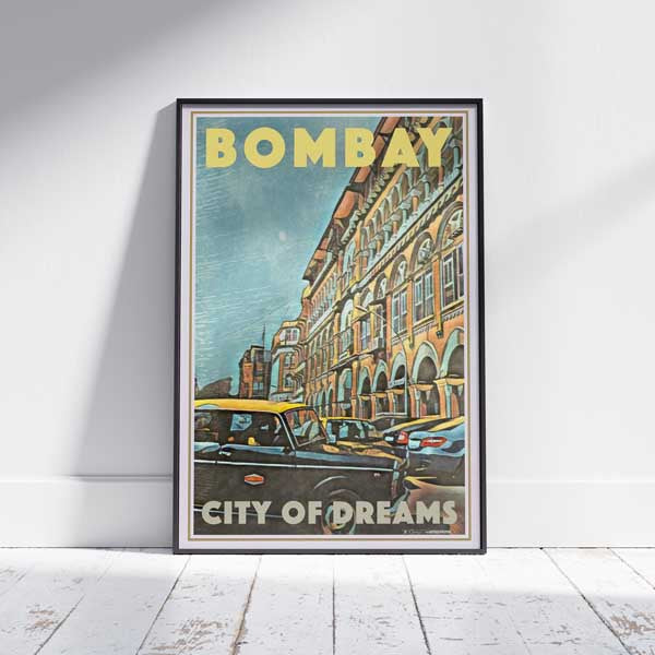 Affiche encadrée BOMBAY CITY OF DREAMS | Édition Limitée | Conception originale par Alecse™ | Série d'affiches de voyage vintage