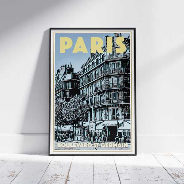 Framed BOULEVARD ST GERMAIN PARIS POSTER | Limited Edition | Original Design by Alecse™ | Vintage Travel Poster Series
