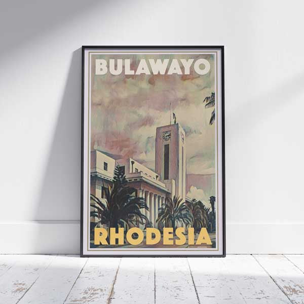 Framed BULAWAYO RHODESIA POSTER | Limited Edition | Original Design by Alecse™ | Vintage Travel Poster Series