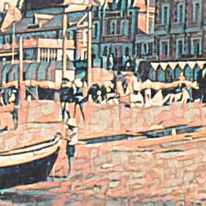 Details of the poster / Close-up view | Please note that all our Art Prints have an half tone render to mimic the old posters printing process where colors were rendered by the juxtaposition of dots of different colors and sizes | Those art prints are not photos and are not supposed to be crisp | All blurs and vintage effects are intended by the artist