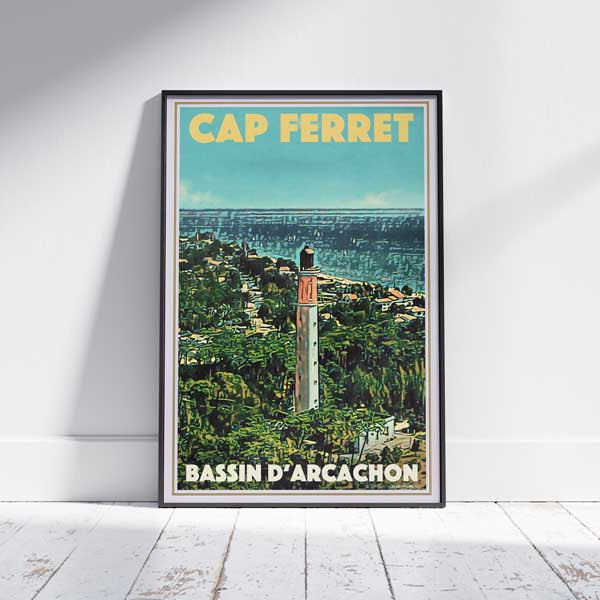 Framed CAP FERRET LIGHTHOUSE POSTER | Limited Edition | Original Design by Alecse™ | Vintage Travel Poster Series