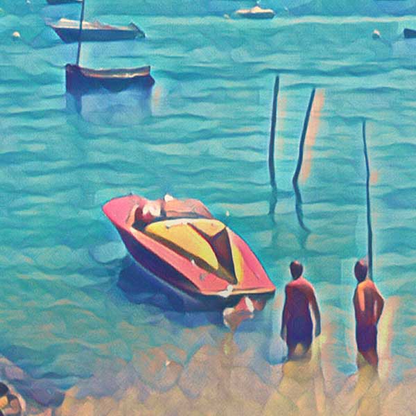 Details of the poster / Close-up view | Please note that all our Art Prints have an half tone render to mimic the old posters printing process where colors were rendered by the juxtaposition of dots of different colors and sizes | Those art prints are not photos and are not supposed to be crisp | All blurs and vintage effects are intended by the artist