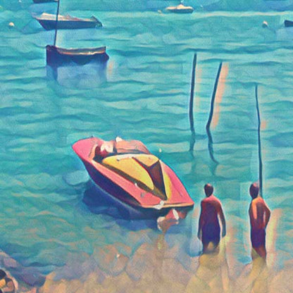 Details of the poster / Close-up view | Please note that all our Art Prints have an half tone render to mimic the old posters printing process where colors were rendered by the juxtaposition of dots of different colors and sizes | Those art prints are not photos and are not supposed to be crisp | All blurs and vintage effects are intended by the artist