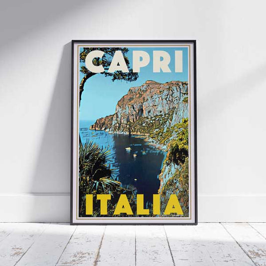 AFFICHE CAPRI ITALIA encadrée | Édition Limitée | Conception originale par Alecse™ | Série d'affiches de voyage vintage