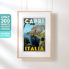 Hanging-frame image of the Capri travel poster, indicating its limited edition status with only 300 copies available (not numbered)