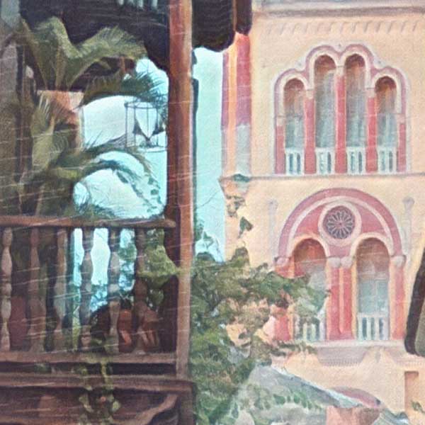 Close-up of Cartagena Street Travel Poster Highlighting Alecse's Soft Focus Artistic Style
