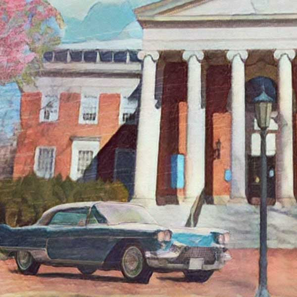 Details of the poster / Close-up view | Please note that all our Art Prints have an half tone render to mimic the old posters printing process where colors were rendered by the juxtaposition of dots of different colors and sizes | Those art prints are not photos and are not supposed to be crisp | All blurs and vintage effects are intended by the artist