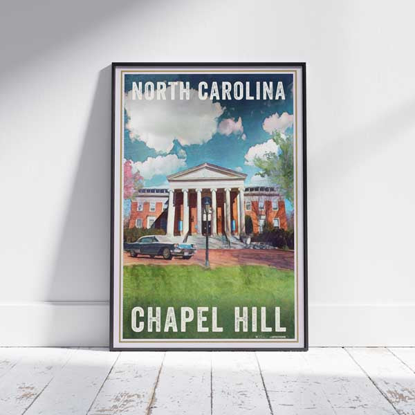 Framed CHAPEL HILL MOREHEAD POSTER | Limited Edition | Original Design by Alecse™ | Vintage Travel Poster Series