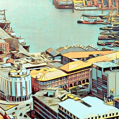 Close-up view of Colombo Port travel poster showcasing Alecse’s soft focus style