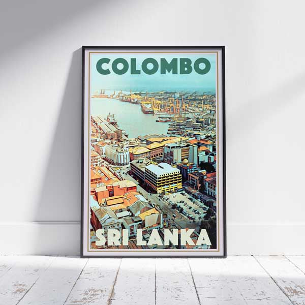 Travel poster of Colombo Port View by Alecse, showcasing the vibrant harbor and skyline of Sri Lanka in rich detail.