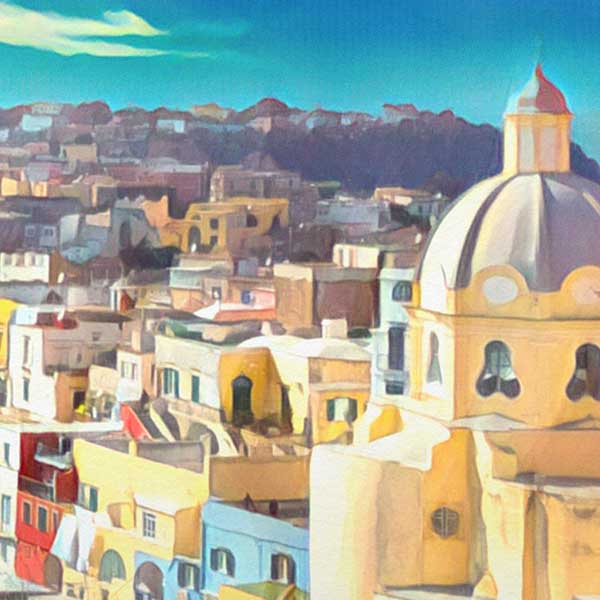 Details of the poster / Close-up view | Please note that all our Art Prints have an half tone render to mimic the old posters printing process where colors were rendered by the juxtaposition of dots of different colors and sizes | Those art prints are not photos and are not supposed to be crisp | All blurs and vintage effects are intended by the artist