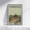 Framed CORSICA TOUR DE LA PARATA POSTER | Limited Edition | Original Design by Alecse™ | Vintage Travel Poster Series