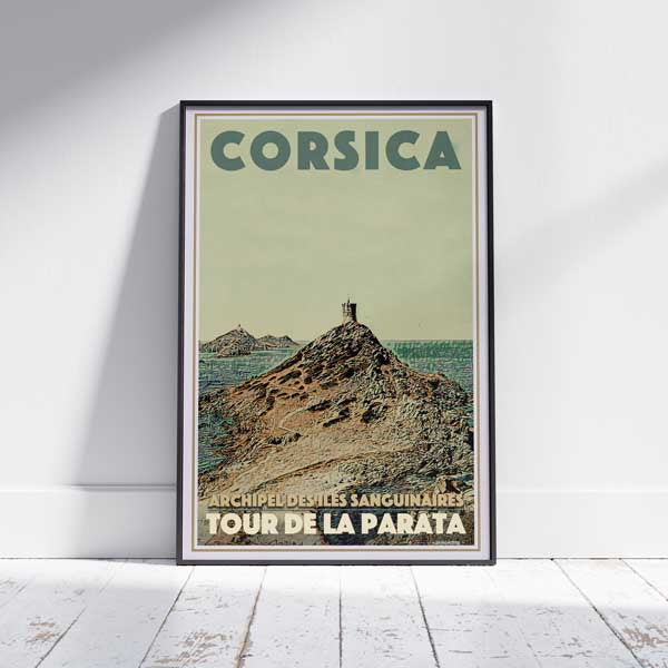 Framed CORSICA TOUR DE LA PARATA POSTER | Limited Edition | Original Design by Alecse™ | Vintage Travel Poster Series
