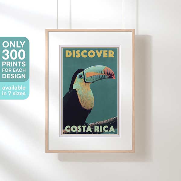 DISCOVER COSTA RICA TOUCAN POSTER | Limited Edition | Original Design by Alecse™ | Vintage Travel Poster Series